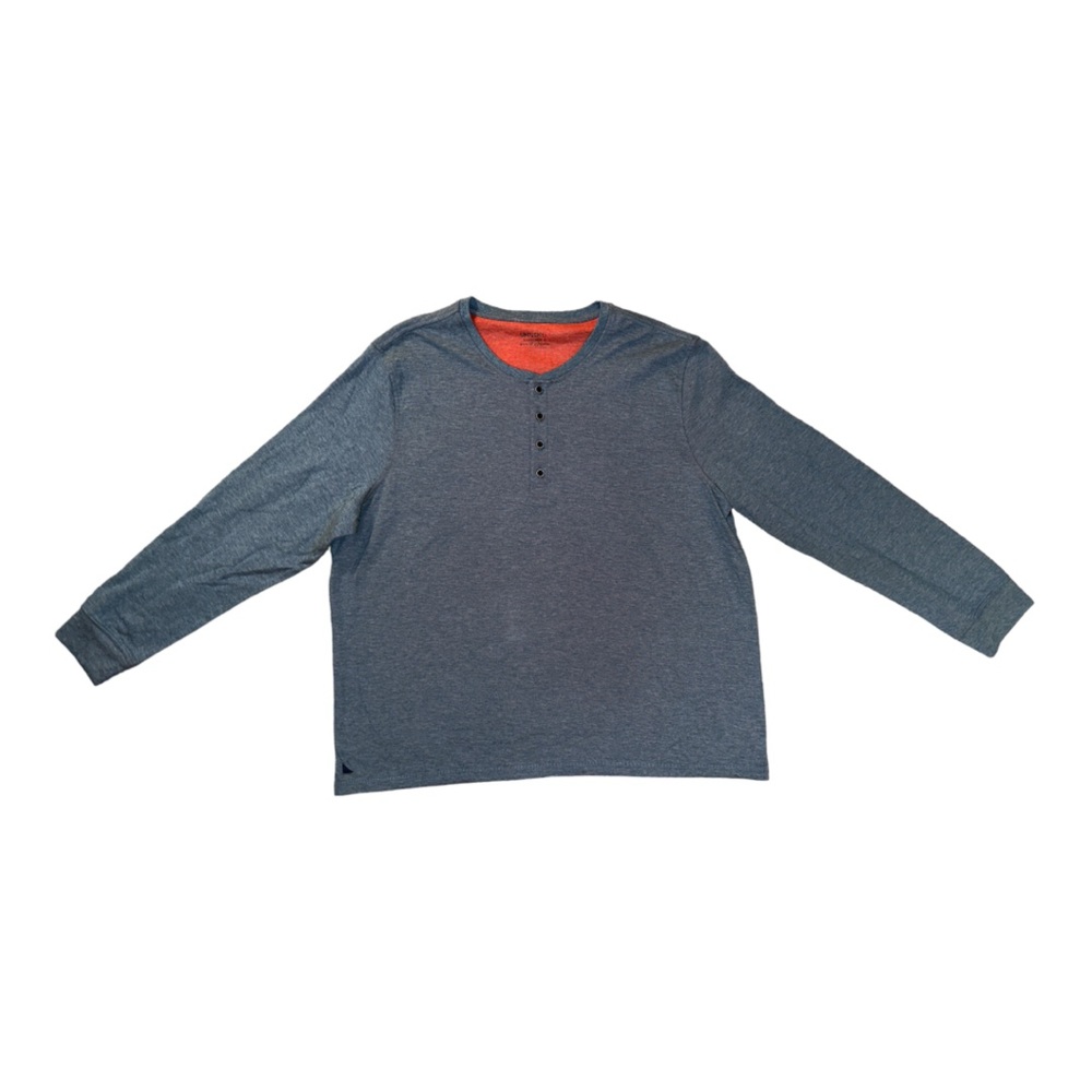 UNTUCKit Henley Grassi-Blue Men’s 3XL 4 Button Front Thick Poly/Cotton Blend